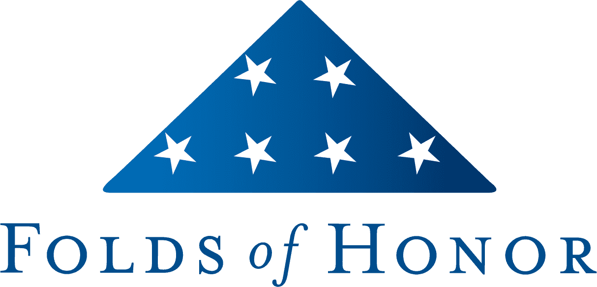 Folds Of Honor logo,blue triangle with stars